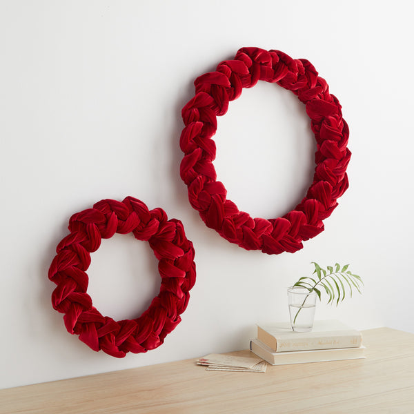 new home gifts, for friend, velvet wreath, for inside, jewel tone, wall decor, cozy home decor, ruby red, july birthday gift, for her, bold wall, apartment door, door wreath
