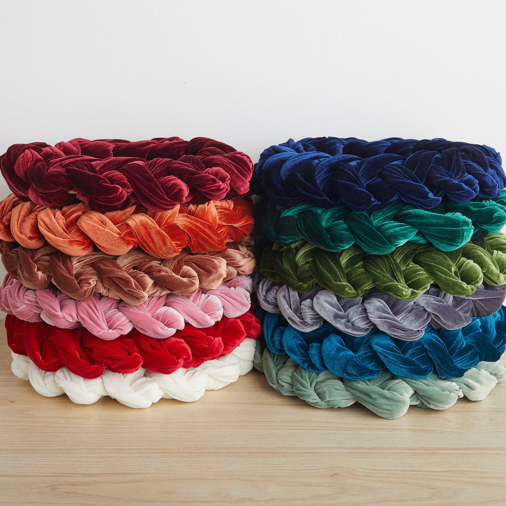 braided velvet wreaths available in a variety of colors